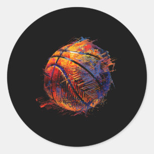 Sticker Rond Basket-ball Artwork Basket-ball Capture Bball P