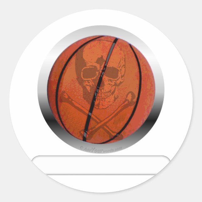 Sticker Rond Basket-ball avec crâne personnalisé (Devant)