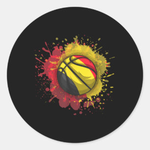 Sticker Rond Basket-ball avec drapeau belge