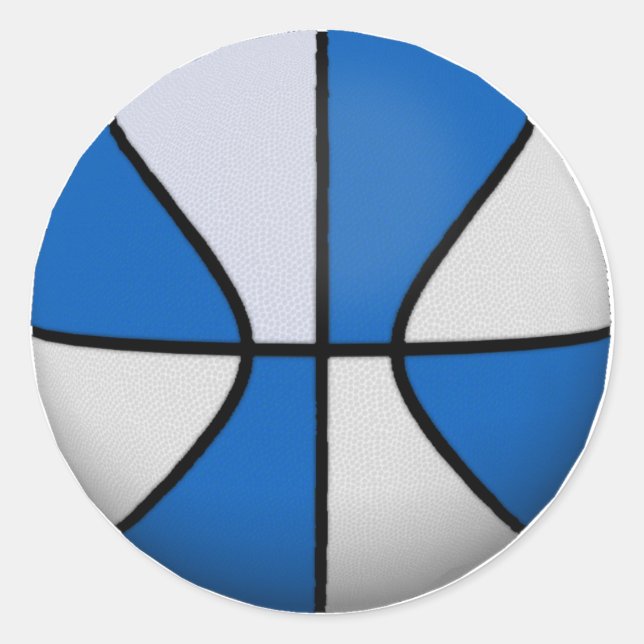 Sticker Rond Basket-ball bleu et blanc : (Devant)