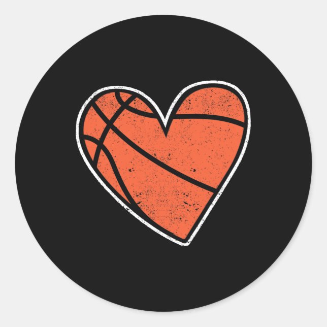 Sticker Rond Basket-ball Coeur Panier Joueur Coach Coup d'entra (Devant)