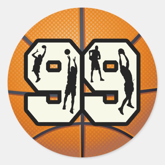 Sticker Rond Basket-ball du numéro 99 (Devant)