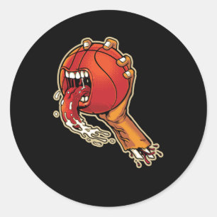 Sticker Rond Basket-ball effrayant