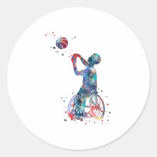 Sticker Rond Basket-ball en fauteuil roulant
