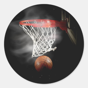 Sticker Rond Basket-ball et Net