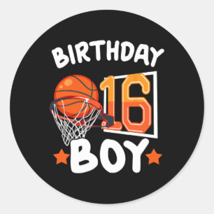 Sticker Rond Basket-ball Im 16 Ans 16e Anniversaire Boy Decor