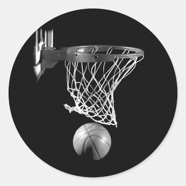 Sticker Rond Basket-ball noir et blanc (Devant)