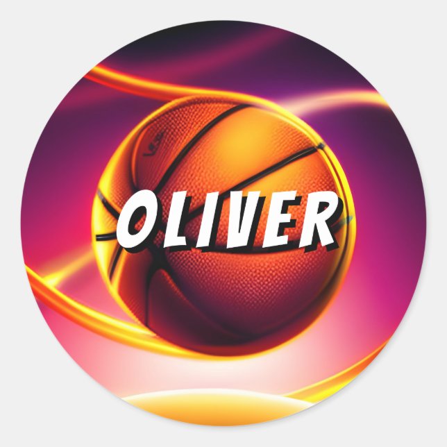 Sticker Rond Basket-ball Personnalisé Ball Vivid Sports (Devant)