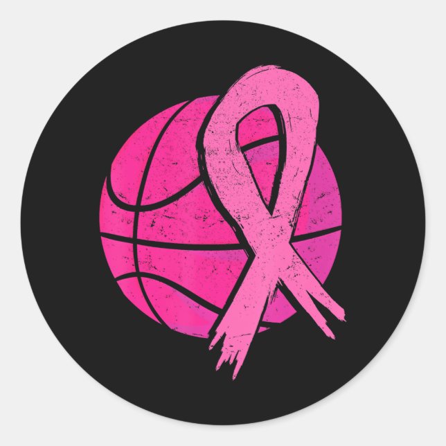 Sticker Rond Basket Ball Pink Cancer du Sein (Devant)