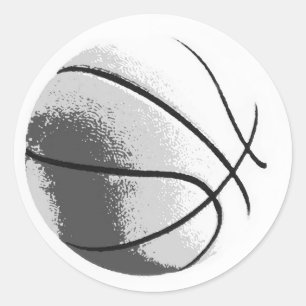 Sticker Rond Basket-ball pop art noir blanc gris tendance