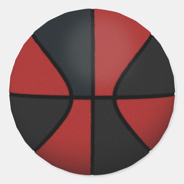Sticker Rond Basket-ball rouge et noir : (Devant)