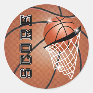 Sticker Rond Basket-ball Score en Orange Brown