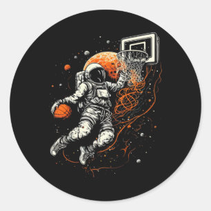 Sticker Rond Basket-ball spatial Cool pour enfants avec astrona