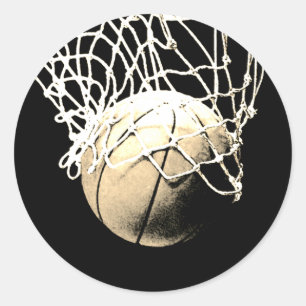 Sticker Rond Basket-ball vintage Sepia