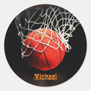 Sticker Rond Basket-ball Votre nom