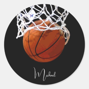 Sticker Rond Basket-ball Votre nom