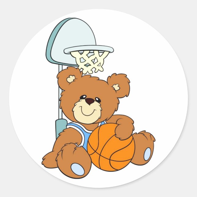 Sticker Rond Basket Teddy Bear (Devant)