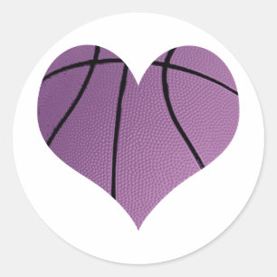 Sticker Rond Basket Violet En Forme De Coeur