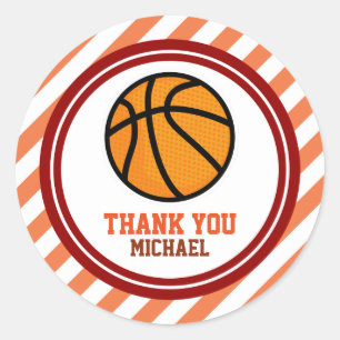 Sticker Rond Basketball All Star Sport Merci en faveur de la ba