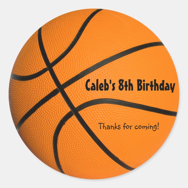 Sticker Rond Basketball Anniversaire Fête Sports Favoriser Stic (Devant)