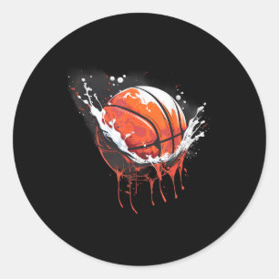 Sticker Rond Basketball Aquarelle Artwork Basketball Joueur Dr.