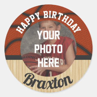 Sticker Rond Basketball Boys Anniversaire de la fête Photo auto