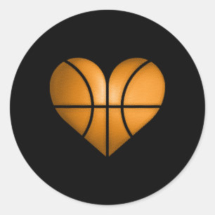 Sticker Rond Basketball Coeur Design Drôle Cadeau Pour Valentin