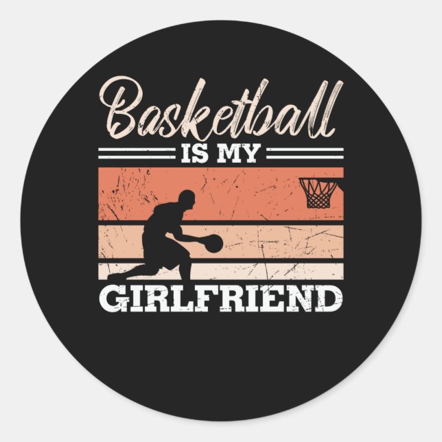 Sticker Rond Basketball est ma petite amie Belle conception (Devant)
