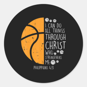 Sticker Rond Basketball I Can Do Things Bible Versgod Jésus