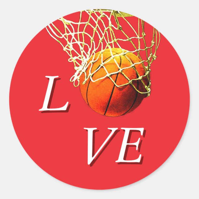 Sticker Rond Basketball I Love (Devant)