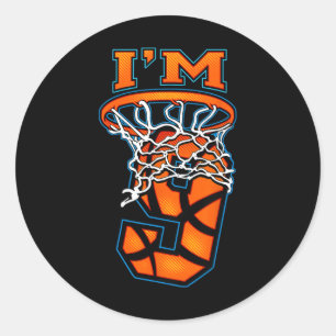 Sticker Rond Basketball Je suis 9 Garçon Fille 9e Anniversaire