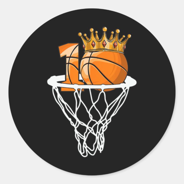 Sticker Rond Basketball Joyeux 10e anniversaire Boy Bball 10 an (Devant)