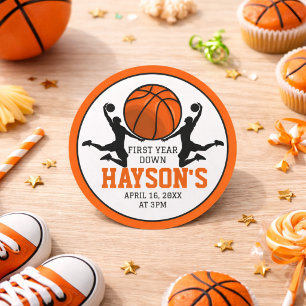 Sticker Rond Basketball première année bas 1er anniversaire