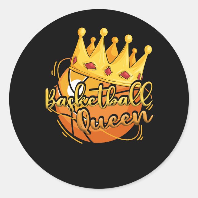Sticker Rond Basketball Queen Crown Girls Basketball Femmes Bas (Devant)