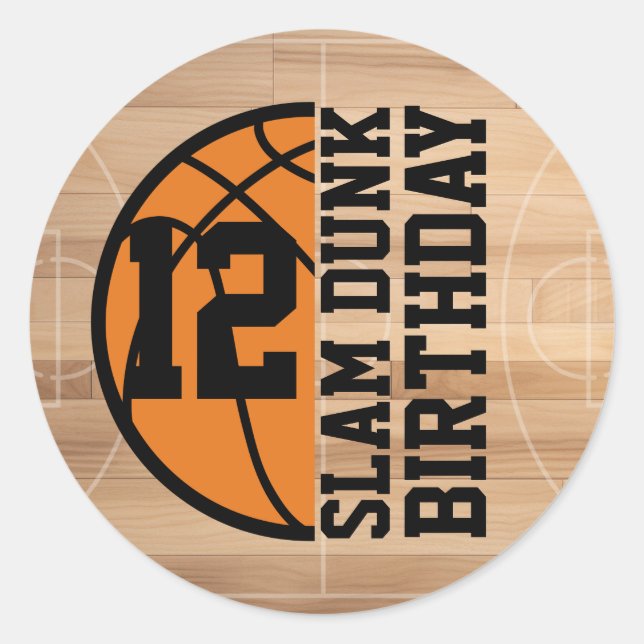 Sticker Rond Basketball Slam Dunk Anniversaire (Devant)