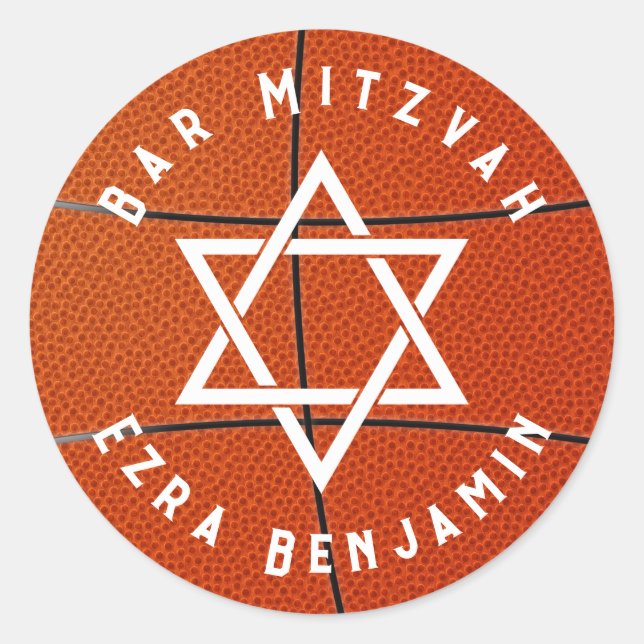 Sticker Rond Basketball Thème Golf Bar Mitzvah (Devant)