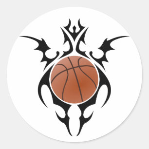 Sticker Rond basketball. tribal.