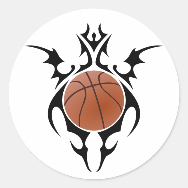 Sticker Rond basketball. tribal. (Devant)