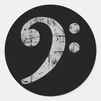 Sticker Rond Bass Clef Centre (Gris Vintage) Baid Bass