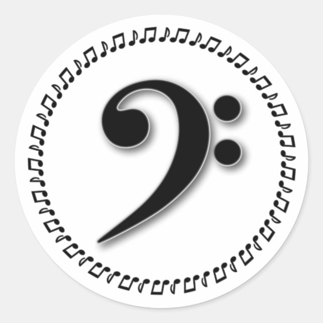 Sticker Rond Bass Clef Music Note Design (Devant)