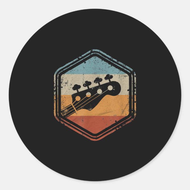 Sticker Rond Bass Guitar Headstock Bassist and Bass Player (Devant)