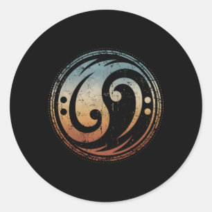 Sticker Rond Bass Guitare Clef Yin Yang Pour Baid Bass Player