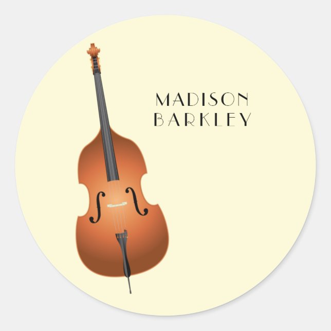 Sticker Rond Bass musicien haut de gamme Jazz (Devant)