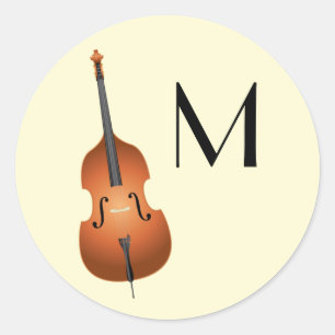Sticker Rond Bass musicien haut de gamme Jazz