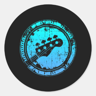 Sticker Rond Bass Vintage Bass Guitare 01 Bass Player