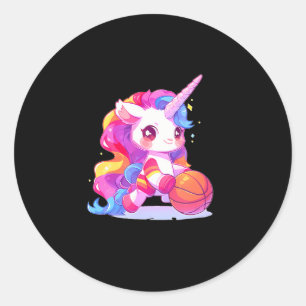Sticker Rond Basse Football Sport basketball Unicorn