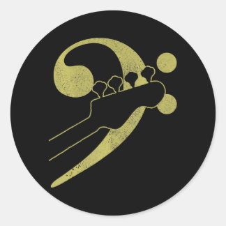 Sticker Rond Basse Guitare Clef Baid Musicien Musique Basse