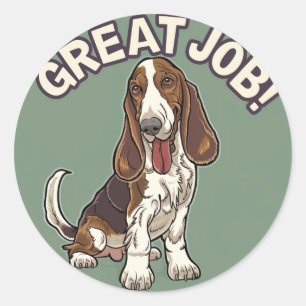 Sticker Rond Basset Hound Grande récompense d'enseignant d'empl