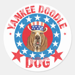 Sticker Rond Basset patriotique
