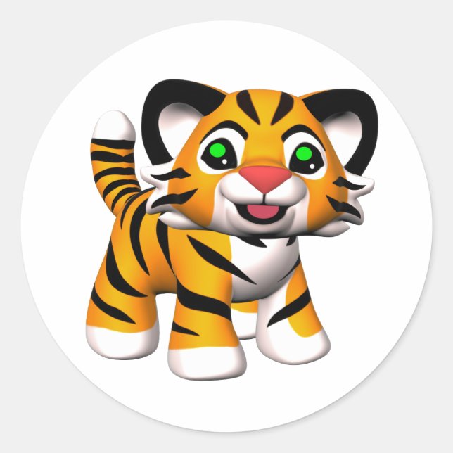 Sticker Rond Basson de tigre en 3D (Devant)